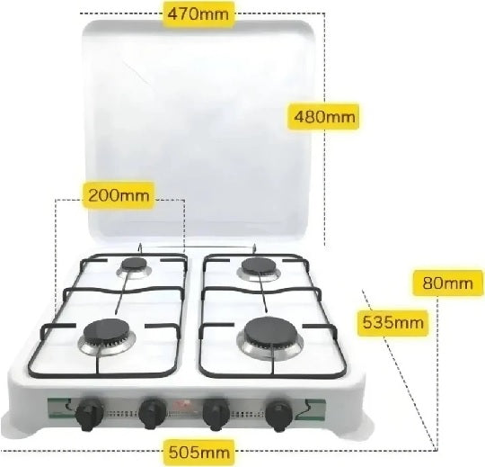 Cocina de Gas 4 Platos con Cubierta